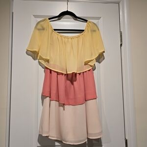 Pink Lily Yellow Off-Shoulder Top